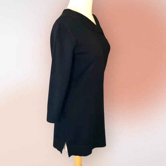 Cable & Gauge Black Asymmetrical V Neckline Fine Knit Sweater Tunic Size S - Picture 5 of 9